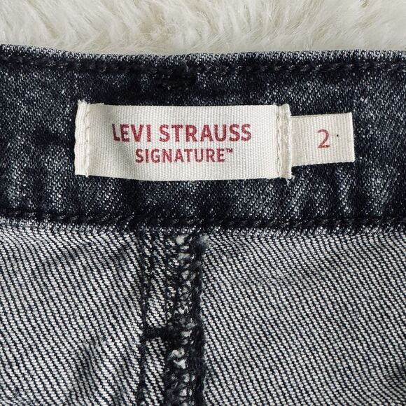 Levi Strauss Denim Maxi Skirt 2 (27x35) Stonewash Black Split Raw Hem Womens - Picture 3 of 8